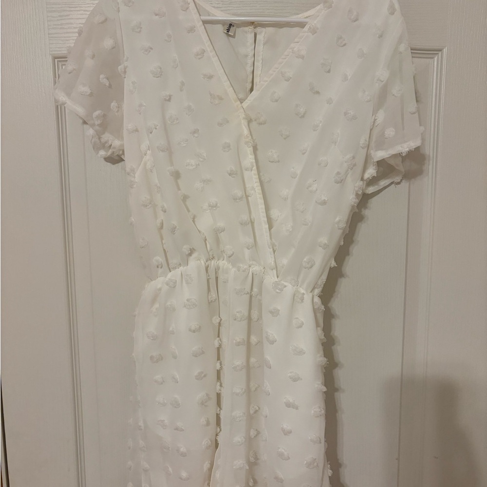 White Textured Romper